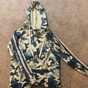 Women Aqua blue cheeta sweatshirt with sparkle decoration on sleeve size XS